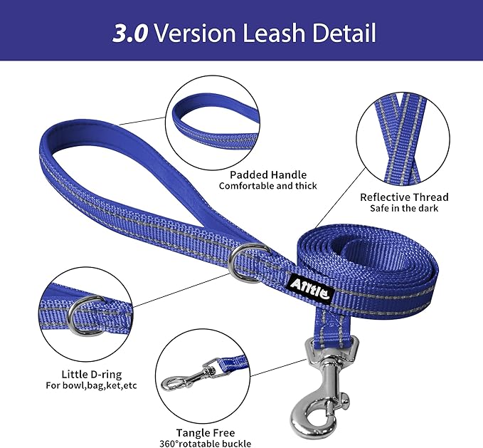 AIITLE Easy Walk Dog Harness and Leash Set - Pet Supply No Pull, Step in Adjustable Dog Harness with Padded Vest, Dog Harness No Choke Over, Easy to Put on Medium Dogs Royal Blue L