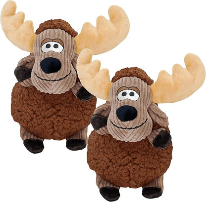 KONG Sherps Floofs – Plush Dog Toy with Flat Squeaker & Crackly Noise – Soft, Snuggly Cuddly Toy for Indoor Fetch & Gentle Play, Durable Lined Design (Moose (2 Pack))