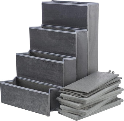 Trixie Velour Dog Stairs with Tread Steps - 4 Step Pet Stairs for Beds and Couches - Foldable with Additional Storage Space - Gray