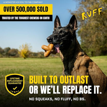 Virtually Indestructible Ring Ball - Natural Series - Lifetime Replacement - Durable Dog Chew Toy for Aggressive Chewers - Safe Non-Toxic Natural Rubber - Chew, Tug & Fetch - Med/Large, 4"