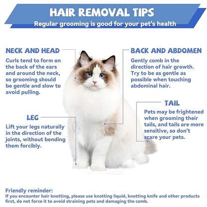 Professional 4.7 In Dual Tooth Pet Grooming Comb for Long-Haired Cats and Dogs, Metal Dematting Tool for Tangles, Knots, Undercoat and Excess Hair, Rounded Corners for Safe Deshedding and Detangling