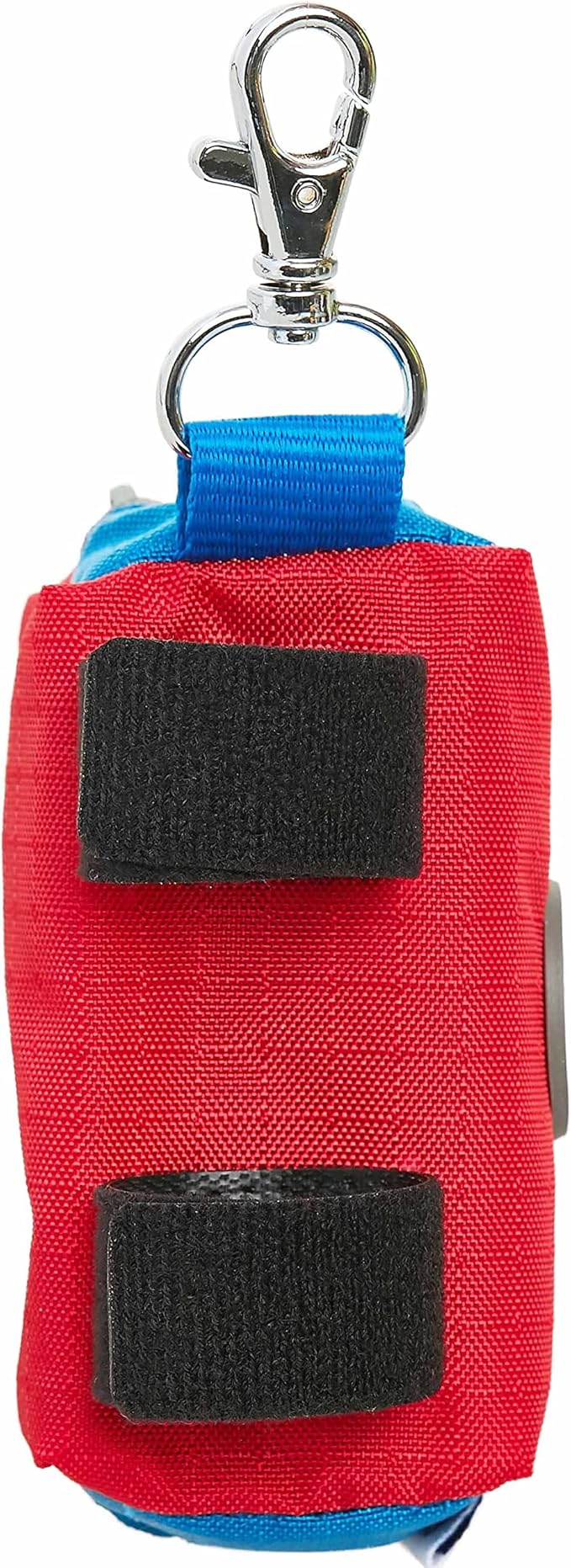 Blueberry Style Dog Waste Bag Dispenser, True Red, Color-Block Trash Bag Dispenser with 2 Auto Locking Zipper, Dog Poop Bag Holder Leash Attachment, Includes 1 Roll of Free Poop Bags