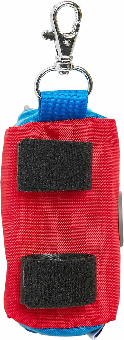 Blueberry Style Dog Waste Bag Dispenser, True Red, Color-Block Trash Bag Dispenser with 2 Auto Locking Zipper, Dog Poop Bag Holder Leash Attachment, Includes 1 Roll of Free Poop Bags