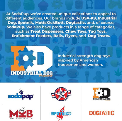 SodaPup Industrial Dog Double Trouble – Durable Dog Treat Dispenser & Chew Toy Made in USA from Non-Toxic, Pet-Safe, Food Safe Natural Rubber for Mental Stimulation, Problem Chewing, Calming & More