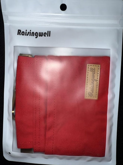 Raisingwell Dog Treat Pouch, Red Pocket Sized Pet Training Pouch, Cotton Fabric, Hand Free Dog Walking Bag with Carabiner, Self-Closing Pet Feed Snack Reward, for Puppy Travel or Outdoor Use