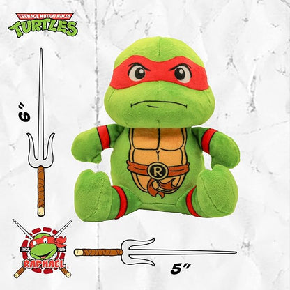 design LAB, Inc. Teenage Mutant Ninja Turtle Official Merchandise | TMNT Toys Squeaky Plush Dog Toy | Stuffed Animal Turtle Squeaks for Interactive Play | 2-Pack Leonardo & Raphael