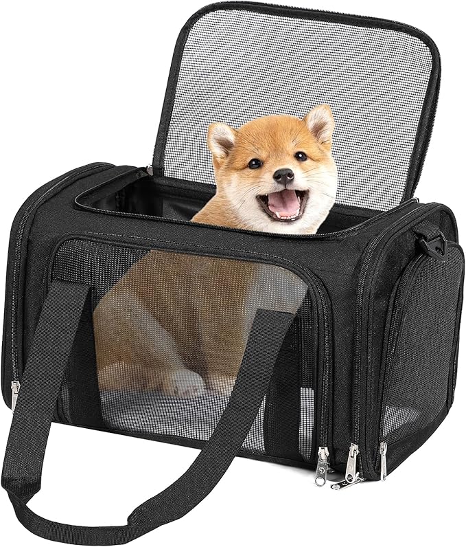 Discala Cat Dog Carrier Pet Carrier for Small Medium Cats Puppies Dog Carriers for Small Dogs Collapsible Soft Sided Cat Travel Carrier - Black 21 * 13 * 13