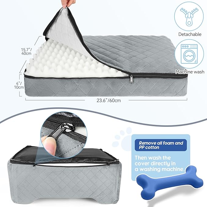GL GLENSLAVE Dog Car Seat for Medium/Large Dogs, Dog Booster Seat for Pet Under 50lbs or 2 Small, Detachable and Washable Pet Car Seat,Multi-Functional Pet Travel Bed for Backseat(Grey)