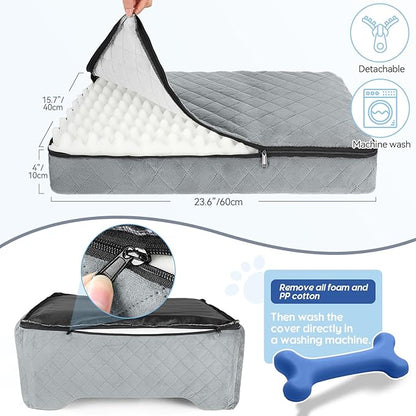 GL GLENSLAVE Dog Car Seat for Medium/Large Dogs, Dog Booster Seat for Pet Under 50lbs or 2 Small, Detachable and Washable Pet Car Seat,Multi-Functional Pet Travel Bed for Backseat(Grey)