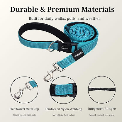 8FT-10FT Hands Free Dog Leash - Adjustable Waist/Crossbody 2-in-1 Belt with Shock-Absorbing, Traffic Handle & Reflective for Hiking, Canicross & Active Lifestyles (Sky Blue)