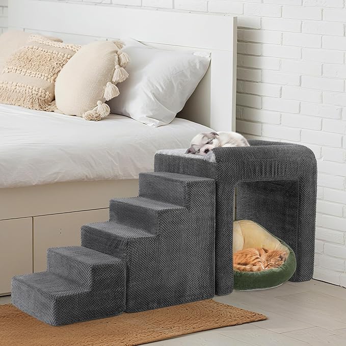HOMBYS Stable Foam Dog Window Perch & Orthopedic Bed with Reinforced Metal Frame for Long-Lasting Support, Pet Bunk Bed for Dogs, Joint Relief & Window Viewing (Height 21")