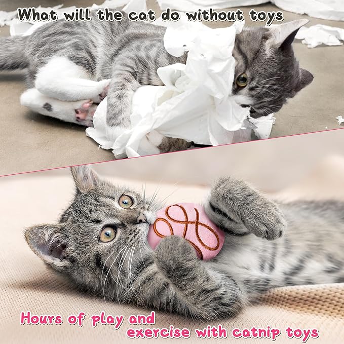 MALLMALL6 Catnip Toys for Cat - 5Pcs Valentines Chocolate Truffles Catmint Interactive Teething Chew Kick Cat Toy for Indoor Kitten, Soft Candy Pet Supplies, Pet Valentines Gifts for Kitten Lover