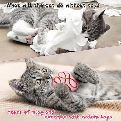 MALLMALL6 Catnip Toys for Cat - 5Pcs Valentines Chocolate Truffles Catmint Interactive Teething Chew Kick Cat Toy for Indoor Kitten, Soft Candy Pet Supplies, Pet Valentines Gifts for Kitten Lover