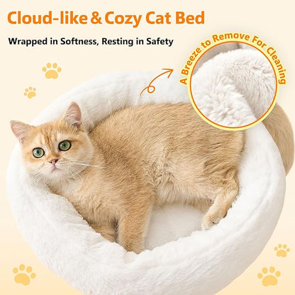 Modern Cat Tree for Indoor Cats Large Adult, 36in H Cat Tree Tower with Scratching Posts, Cozy Cat Bed Cave, Washable Cushions, Dangling Balls, Play&Nap Cat House Condo for All Breeds, Brown