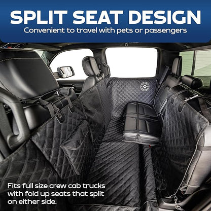 Ruff Liners XL Floor Cover with Door Protection, Black – As Seen on Shark Tank – Fits Full Size Crew Cab Trucks with Fold Up Seats, Waterproof & Machine Washable – Sturdy XL Dog Hammock for Truck
