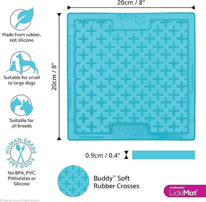 LickiMat Classic Buddy Slow Feeder for Dogs Lick Mat Boredom Anxiety Reducer Perfect for Food Treats Yogurt Liquid Food Peanut Butter Fun Alternative to a Slow Feed Dog Bowl, Turquoise