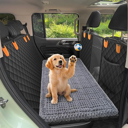 Pet Bed Mat for Car Backseat Extender, Non-Slip Dog Bed for Car Back Seat, Flannel Backseat Dog Bed for Cars Trucks and SUVs (Grey, 24.8x54 inch)