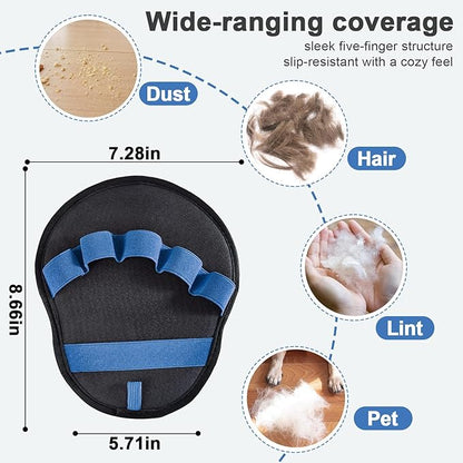 2pcs Pet Hair Fur Removal Mitt Glove for Cats Dogs 5-Finger Electrostatic Reusable Pet Hair Remover Brush Tool for Couch Furniture Carpet Laundry Clothing (Blue)