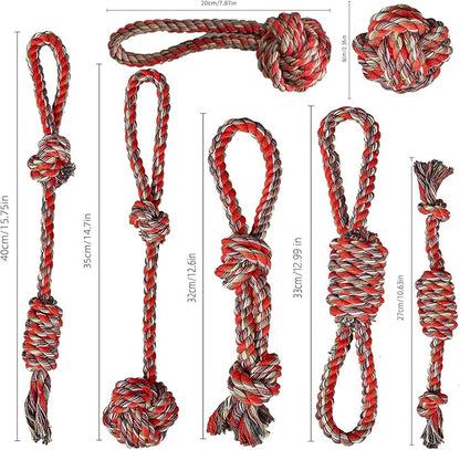 Dog Chew Toys for Small and Medium Dogs, Upgraded Tough Cotton Rope Toys for Aggressive chewers, Heavy Duty Dental Rope Kit for Tug of War, Teeth Cleaning (7 Pcs, Cotton Knot Toys)