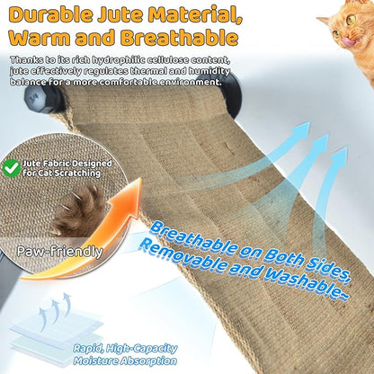 Cat Wall Shelves Scratcher Mat Scratcher 34.64 x 12.59 Inch, Climbable Burlap Scratch Pad for Cats Space-Saving & Playing, Climbing & Resting Stabilized Cat Wall Hammock Large Cats or Kittens
