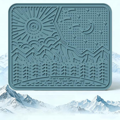 OHMO Lick Mat for Dogs and Cats Nature Design(Extra Large 1pc) Easy to Clean Pet Slow Feeder with Suction Cups, Enrichment for Anxiety Relief and Boredom Reduction(Light Blue)