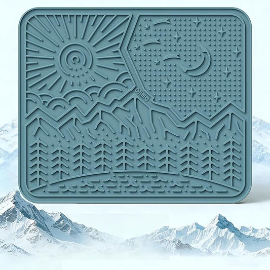 OHMO Lick Mat for Dogs and Cats Nature Design(Extra Large 1pc) Easy to Clean Pet Slow Feeder with Suction Cups, Enrichment for Anxiety Relief and Boredom Reduction(Light Blue)