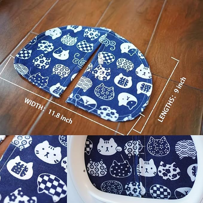 Curtain for Self Cleaning Cat Litter Box,Reduces Cat Litter Bounce, Stops Odors from The Litter Box Self Cleaning (Blue White)