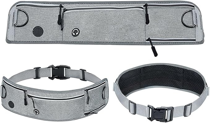 Hands Free Dog Leash with Zipper Pouch, Waist Leash for Dog Walking and Running, Dual Padded Handles, Shock-Absorbing Bungee for Medium to Large Dogs