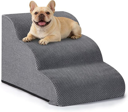Dog Ramp and Stairs for Small Dogs & Cats,3-Step Pet Stairs for Couch Sofa and Chair,Indoor Anti-Slip Dog Stairs for Old Cats and Puppy
