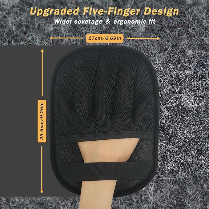 AUBELL Pet Hair Removal Glove for Dogs & Cats,2025 Upgrade Five-Finger Electrostatic Magic Brush,Animal Fur Removal Tool,Reusable Efficient Pet Hair Remover for Couch,Carpet,Clothes（1Pcs,Black）