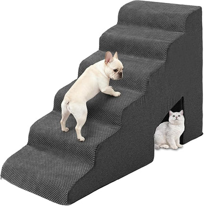 Stairs for Dogs to Get on Bed, Dog Stairs for High Bed 26-30 inches High Tall, 6 Step Dog Steps for Bed, Non-Slip Pet Ramp for Small Dogs