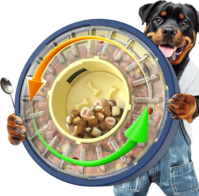 KADTC 5-60 Min Adjustable Slow Feeder for Dogs, Large Capacity 4-Cup Spinning Dog Puzzle Feeder, Anti-Gulping Treat & Food Dispenser, Mental Enrichment Toy, U.S. Brand & Design