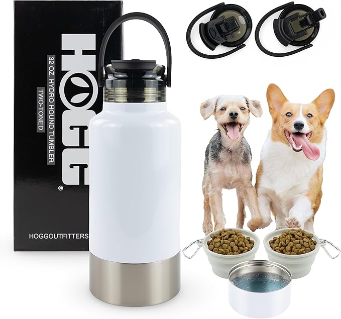 Hogg Hydro Hound, Sublimation Dog Water Bottle Bowl, Insulated Dog Water Bottle, 32 oz Insulated Stainless Steel Tumbler for Pets, Sublimation Pet Bowls - Two-Toned