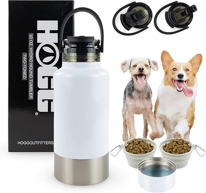 Hogg Hydro Hound, Sublimation Dog Water Bottle Bowl, Insulated Dog Water Bottle, 32 oz Insulated Stainless Steel Tumbler for Pets, Sublimation Pet Bowls - Two-Toned