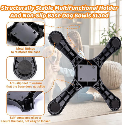 Elevated Adjustable Dog Bowl Feeding Stand, 3 Heights and Tiled Ajudst, Compatible with Moost Feeding Bowls, Great for Medium Large Dogs(Dog Food Bowl Stand)