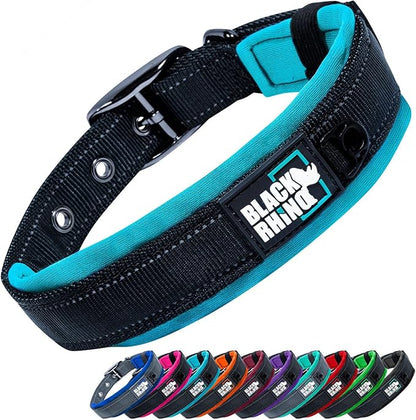 Black Rhino Extra Large Dog Collar - Adjustable Reflective Heavy Duty Dog Collar with Ultra-Soft Neoprene Padding - Weatherproof, Durable, and Comfortable - Ideal for Active Dogs - Pink and Black