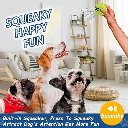 Squeaky Tennis Balls for Dogs, 6 Pack 2.5" Squeaky Dog Balls for Medium Large Breed, SGS Certified Non-Toxic, Interactive Fetch Toys, Perfect for Outdoor & Indoor Play