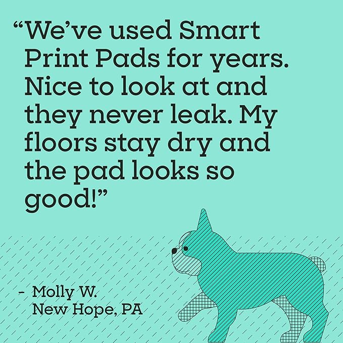 Pet Life Unlimited Smart Prints Large Puppy Pads for Dogs, Potty Training Pee Pads, 42 Count, 22" x 22", Leak-Proof, Super Absorbent, Quick-Dry, Patterned Pads with Odor Control, Made in USA