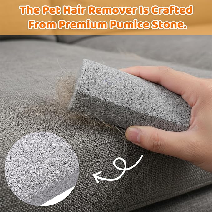 Yolev 2 Pcs Pet Hair Remover Grey Pumice Stone for Dog Cat Tool Fur Removal Cleaning Block Remover Stone for Car Interior Furniture Bedding Carpet（3.94 x 1.97 x 1.38in）