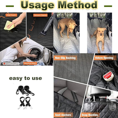 Dog Shaped Car Seat Cover with Rear Seat Mesh Window, Waterproof, Anti-Skid and Scratch Resistant Rear Seat for Large Pets, Protect the Car Interior， Suitable for Cars, Trucks and Suv. (black)