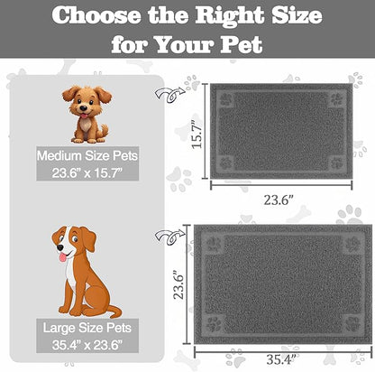 Darkyazi Pet Feeding Mat Large for Dogs and Cats,24"×36" Flexible and Easy to Clean Feeding Mat,Best for Non Slip Waterproof Feeding Mat (Grey)