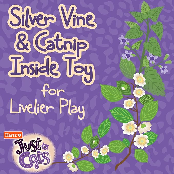 Hartz Just for Cats The Crinkler, 3-in-1 Mega Cat Toy with Silver Vine & Catnip, Crinkle Bag, Peek-a-Boo Holes, 3 Dangler Toys