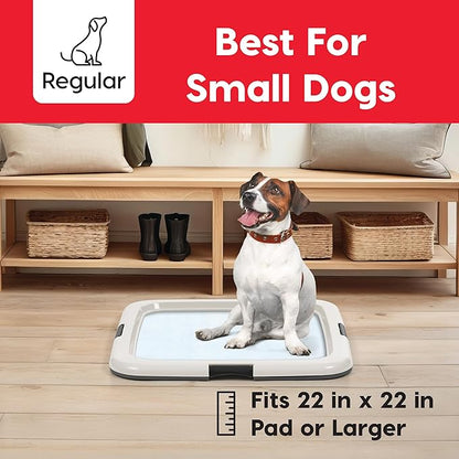 IRIS USA Pee Pad Holder - For Regular Sized Dog and Puppy Pee Pads, Secured Latches, Non-Skid Feet, High Polish Finish for Easy Cleaning, Leak Protection, Fits 22"x22" Pad or Larger, Square, Dark Gray