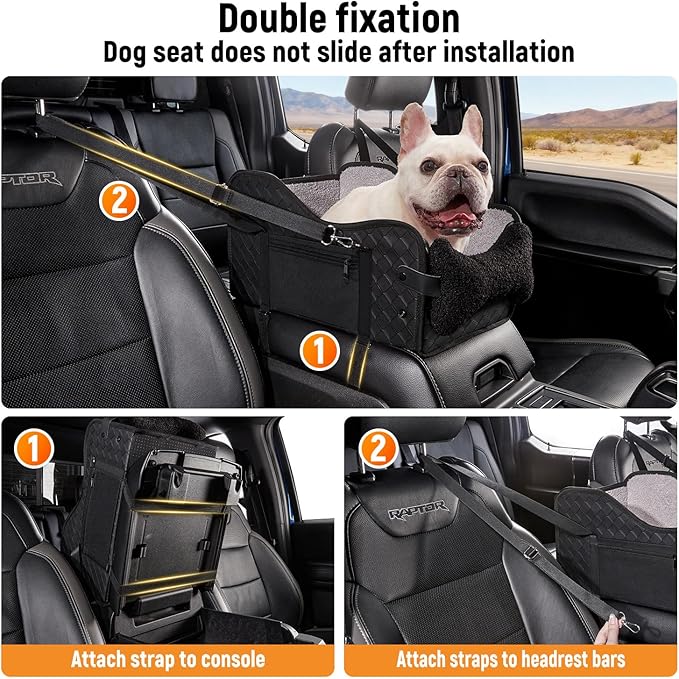 TKYZ Center Console Dog Car Seat,Pet Puppy Middle Console Dog Car Seat for Small Dogs (Full-Size Truck Black)