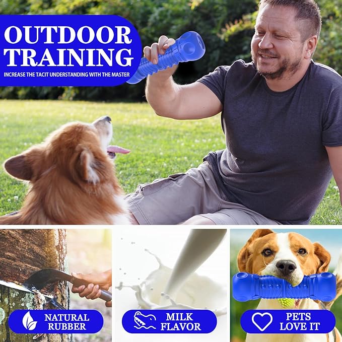 Dog Squeaky Toys for Aggressive Chewers, Durable Chew Toys for Large Medium Breed Dog, Tough Dogs Toys with Natural Rubber