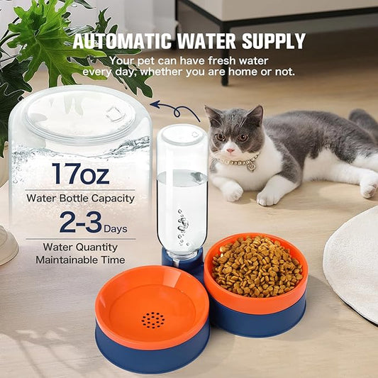Cat Food Bowl, Cat Bowls Whisker Friendly with Water Dispenser for Cats and Small Dogs