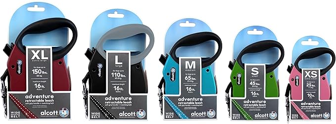 Alcott Adventure Retractable Leash, Extra Small, Green