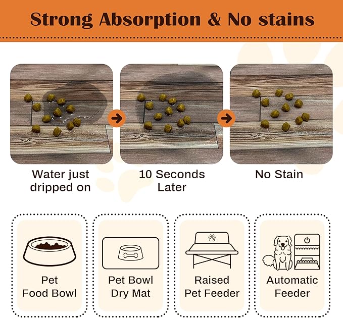 Pet Feeding Mat for Floors Waterproof Dog Mat for Food and Water Absorbent Quick Dry Non Slip mat for Cat Bowls