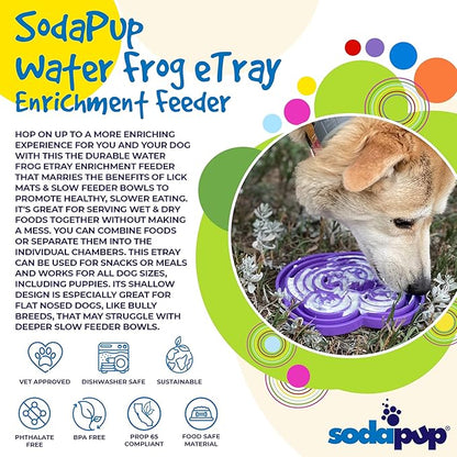 SodaPup Water Frog eTray – Durable Slow Feeder Tray Made in USA from Non-Toxic, Pet-Safe, Food Safe Material for Mental Stimulation, Slowing Down Eating, Healthy Digestion, & More
