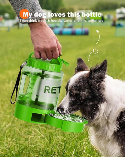 Dog Water Bottle Portable Bowls - 77oz Large Travel Water Bowl Dispenser for Dogs, Pet Camping Beach Essentials Traveling Car Park Accessories, Leak Proof Pet Drinking Dispenser On The Go, Green